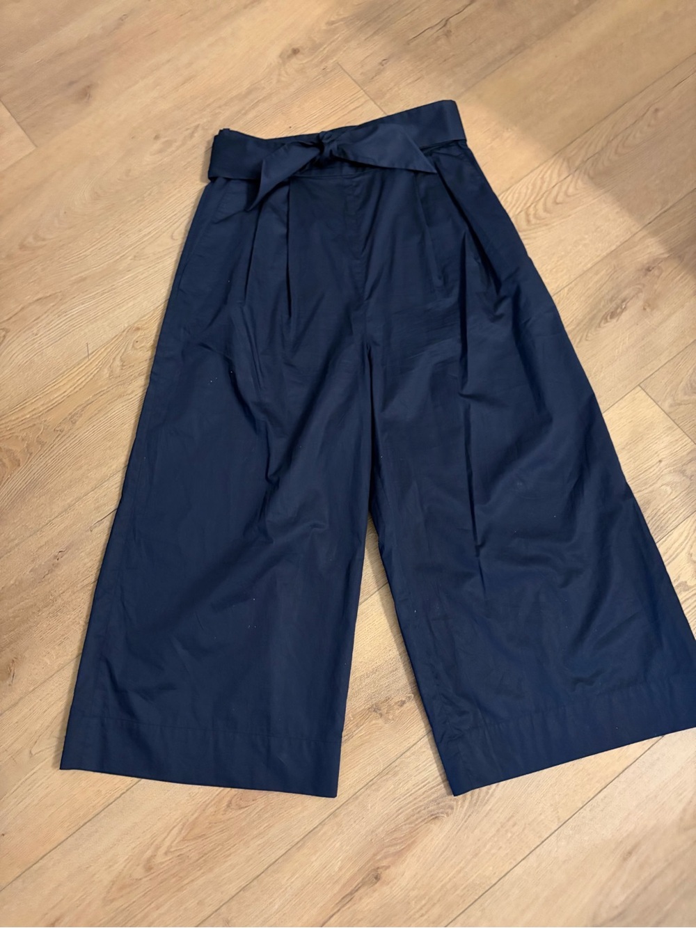 Tibi Navy Paperbag High-Rise Wide-Leg Trousers